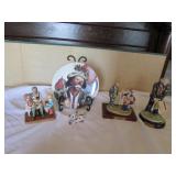 emmett kelly clown figurines & plate,figurines