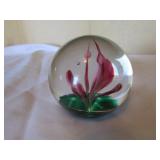peacock glass paperweight