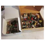2 boxes of miniature christmas village figurines
