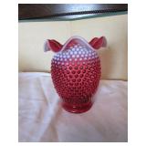 fenton cranberry hobnail vase