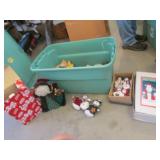 green tote & christmas decorations
