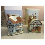 2 colonial christmas villages w/boxes