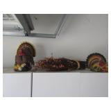 2 larger turkey figurines & item