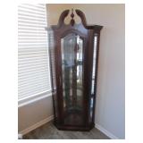 pulaski lighted glass corner cabinet