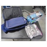 pyrex baking dish/carry case,silverware,iron