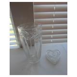 crystal vase & heart dish