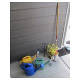 3 water sprinker cans & items