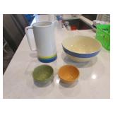 pfaltzgraff bowl,at home pitcher & 2 small bowls
