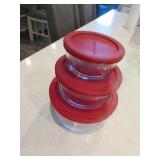 3 pc anchor hocking glass dish set w/lids