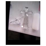 glass crystal cross,battery candle & decoration