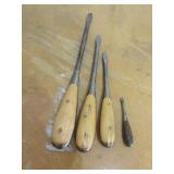 4 wood handle screwdrivers