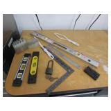 levels,square,lock w/key & tools