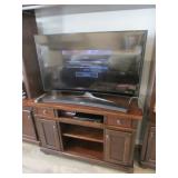 samsung 55" TV w/sound bar, dvd player & clock