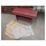 red stool & rugs