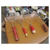 vintage red handle utencils