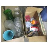 2 boxes of vases & cans
