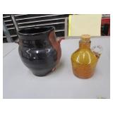 crackle glass pitcher & vase
