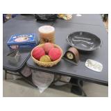 bowl,candle,bingo & decorations