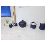 ceramic bowl,salt,pig dish,mugs & pot