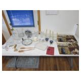 glass vases,candleholders,dishes,place mats,items
