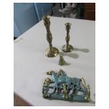 4 brass items incl:horse