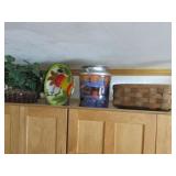 enamel bowl,baskets & tin