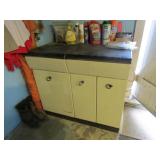 metal cabinet & items on top