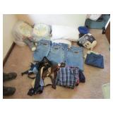 wrangler blue jeans,ties,pillows & items