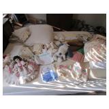 stuffed animals,doll,pillows,linens incl:vintage