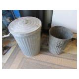 2 galvanized trashcans