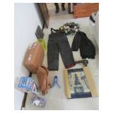 coveralls,luggage,vintage trashcan & items