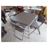 card table w/4 chairs & card table w/metal chairs