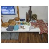 hot pads,wood bowl,clock & items