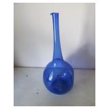 21" vintage blue glass vase