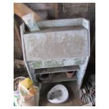 old drop front desk & items on bottom & inside