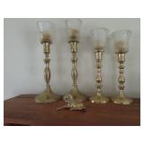 brass candleholders & horse