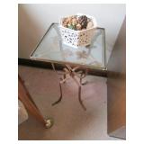 metal glass top stand & item on top