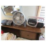 fan,boombox & clock/radio