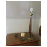vintage lamp,old alarm clock,brass item,therm.