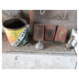 advertising tins,oil can & brass nozzle