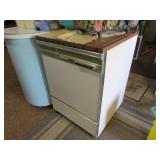 non-working dishwasher & items inside