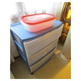 blue plastic storage container