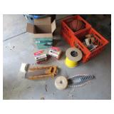 milk crates,miter saw,joist hangers & items