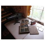 antique glass slide projector & all glass slides