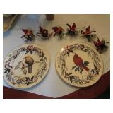 lenox winter greeting plates & cardinal ornaments