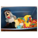blue tote & stuffed animals