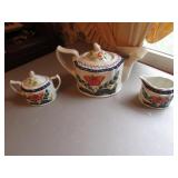 masons ironstone teapot w/cream & sugar