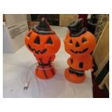 2 vintage 1969 plastic lighted pumpkins