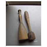 2 wooden mashers