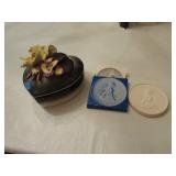 goebel poster & dish, covered floral dish